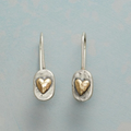 Golden Heart Earrings in Antique Silver