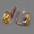 Vintage Rose Gold Earrings with Yellow Crystals