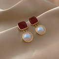 Elegant Red and Pearl Earrings