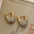Elegant colorful earrings adorned with inlaid crystals