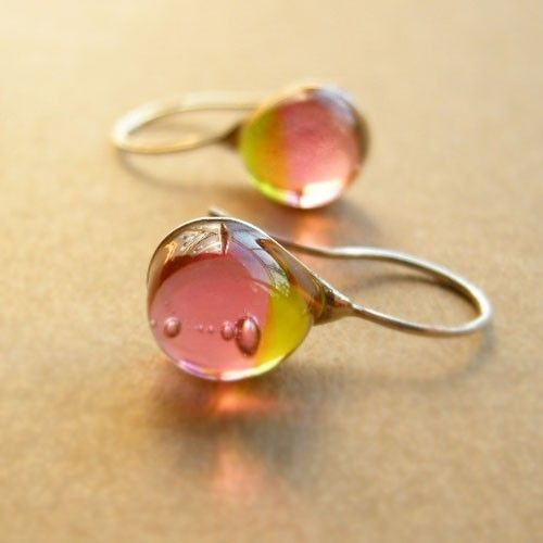Warm Glass Teardrop Earrings Vintage