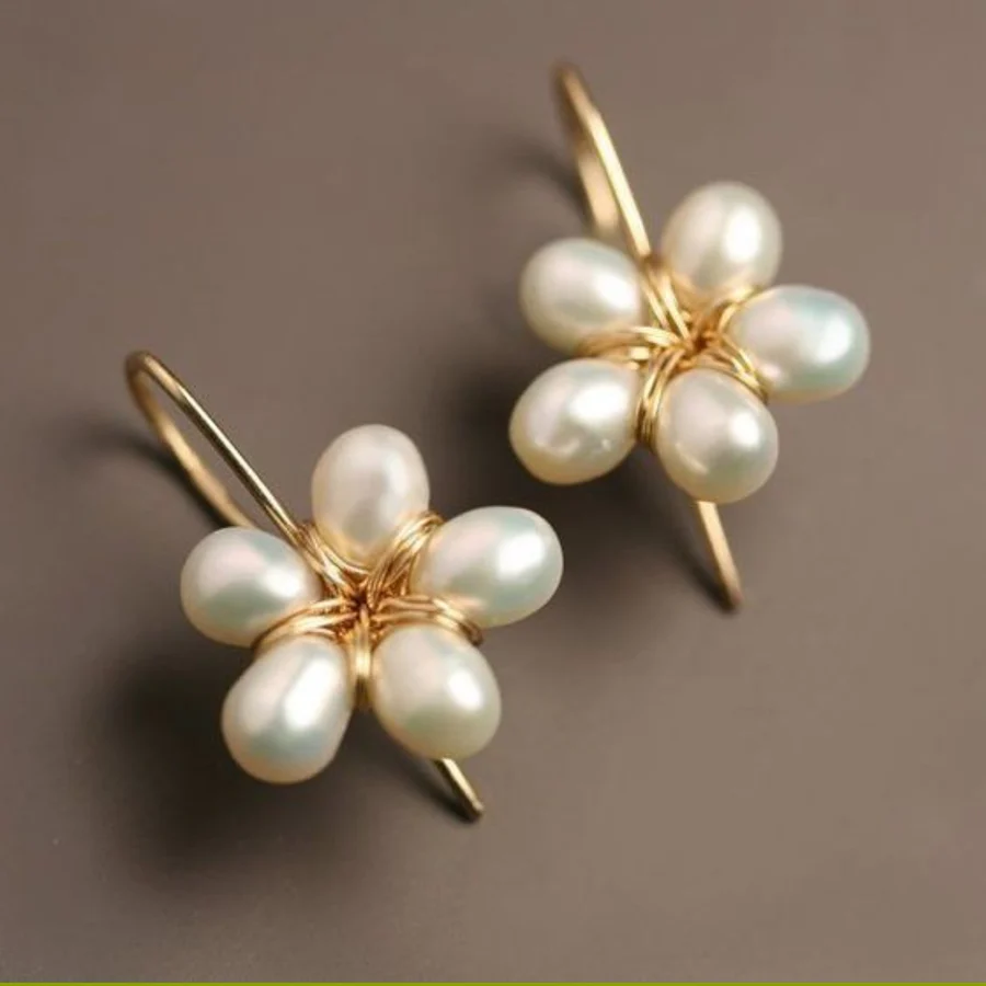Vintage Gold Pearl Blossom Earrings