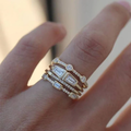 Vintage Gold and Cubic Zirconia Ring Set