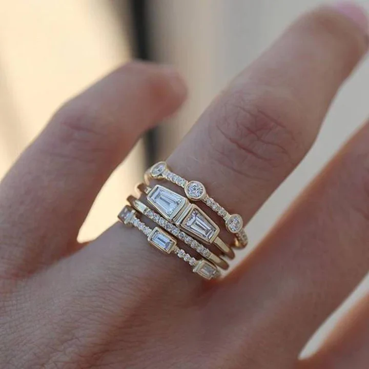 Vintage Gold and Cubic Zirconia Ring Set