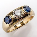 Vintage Blue Inlay Glass Zirconia Gold Band