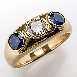 Vintage Blue Inlay Glass Zirconia Gold Band