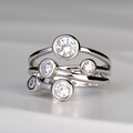 Vintage Silver-Plated Zirconia Layered Ring