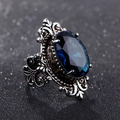 Dark Blue Vintage Silver Ring