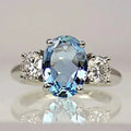 Silver ring with a blue diamond crystal