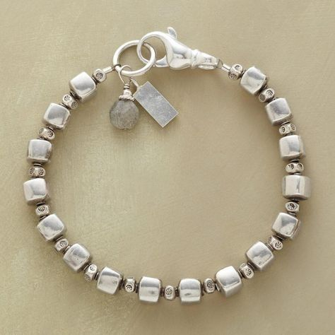 Vintage Silver Cube Beads Bracelet