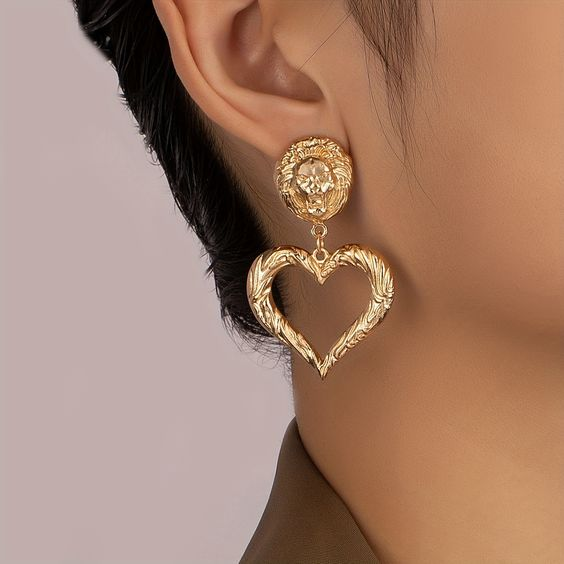 Vintage Gold Heart Earrings