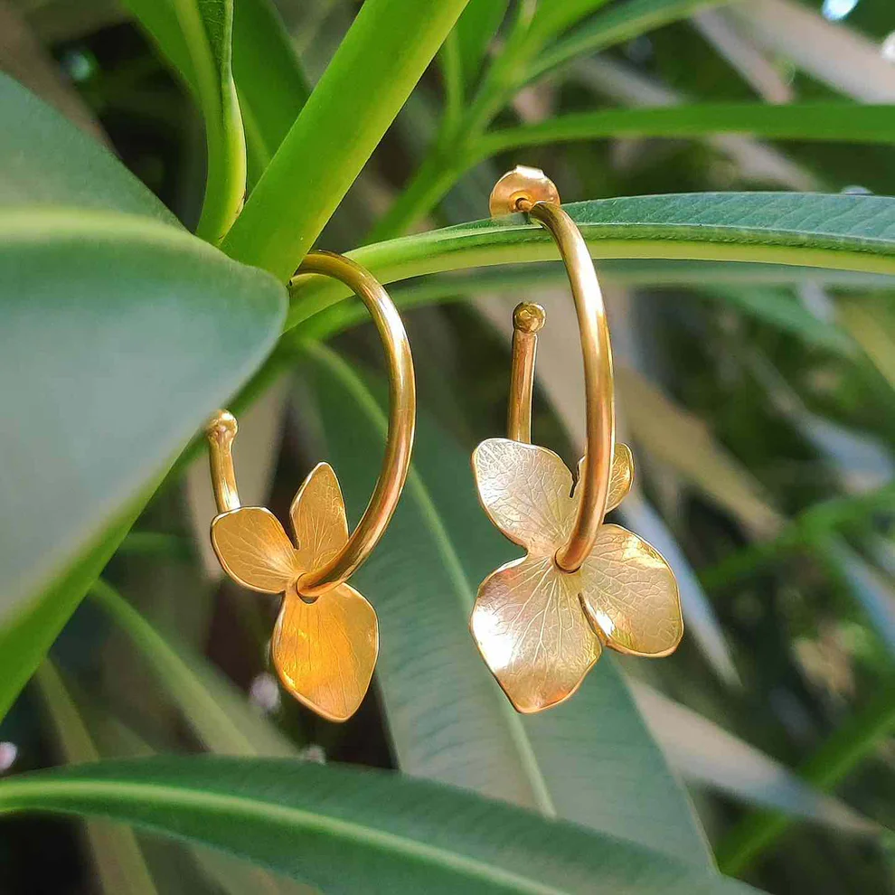 Golden Blossom in Vintage Tire Earrings