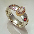 Ring with Inlaid Colorful Antique Crystals