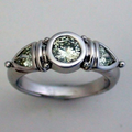 Green Crystal Ring in Vintage Silver