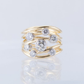 Golden multi-layer ring with antique crystals