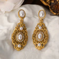 White Vintage Golden Earrings