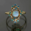 Blue Ring Vintage Gems and Opal
