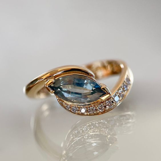Vintage Radiant Blue Gemstone Ring