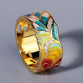 Hand-painted Floral Band in Vintage Gold