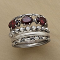 Red layered ring in antique silver