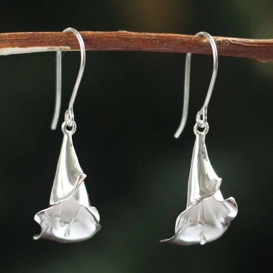 Lotus Antique Silver Earrings