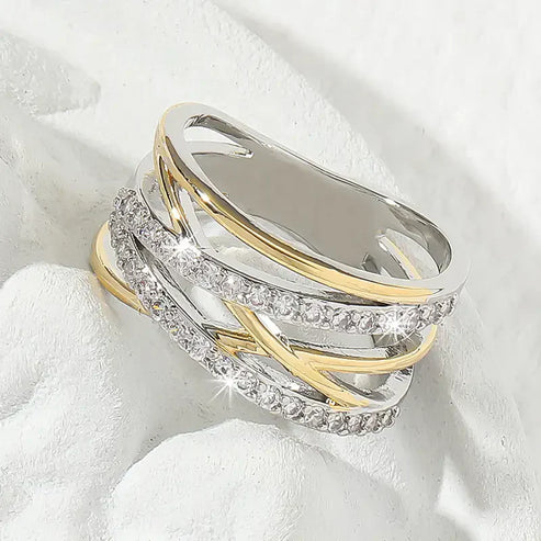 SilverGold Radiance Zirconia Band