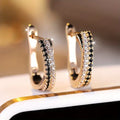 Black Zirconia and Gold Earrings