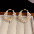 Gold Pearl Basket Earrings