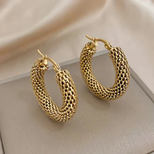 Golden Scale Circle Earrings