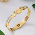 Open Clover Gold Bangle