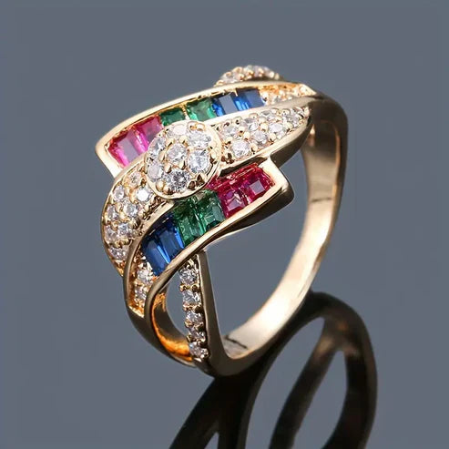Colorful Irregular Golden Ring