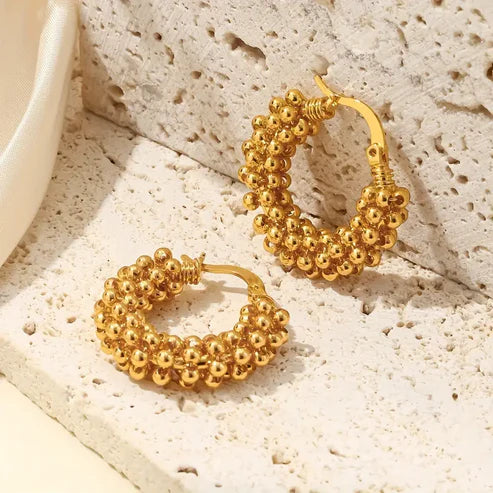 Golden Bead Hoop Earrings