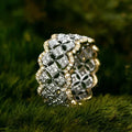 Sparkling Hollow Gold and Silver Band Ring