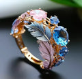 Antique Exotic Crystal Feather Ring