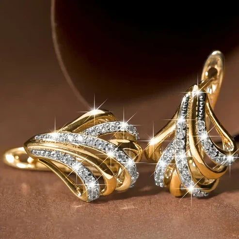 Elegant Bright Gold Asymmetrical Earrings