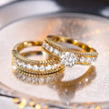Bright Zirconia Gold Ring Set