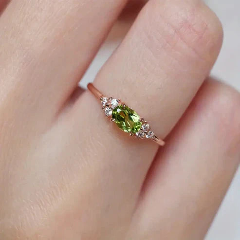 Gold Ring with Olive Glass