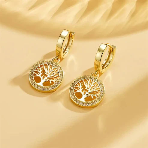 Golden Bright Tree of Life Earrings