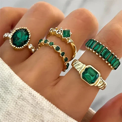 Golden Green Radiant Ring Collection