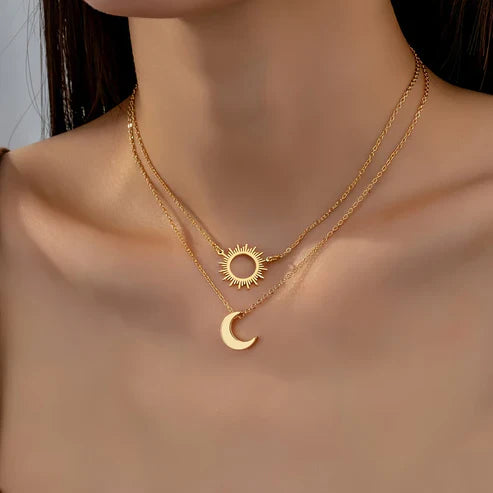 Sun and Moon Gold-Plated Necklace