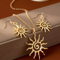 Golden Solar Jewelry Set: Earrings + Necklace