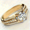 White Round Crystal Gold Ring