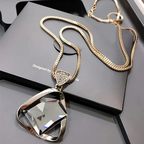 Gold Necklace with Crystal Pendant
