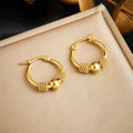 Golden Bead Hoop Earrings