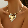 Gold and Silver Heart Pendant Necklace
