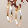 Gold & White Rose Circle Earrings