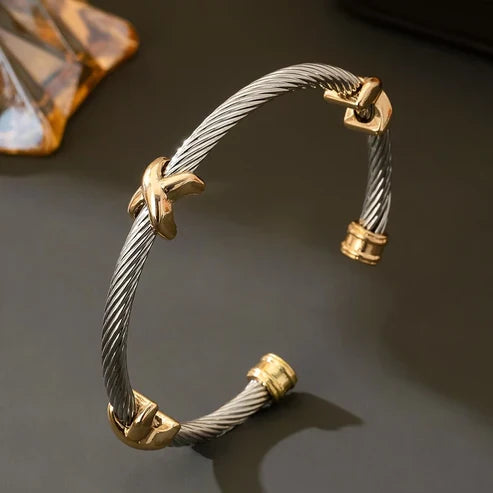 Braided Silver and Gold Wristlet