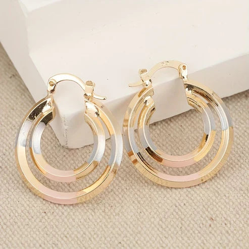 Circular White & Rose Gold Hoops