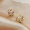Crystal Elegant Sphere Gold Stud Earrings