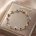 Gold Bracelet with Colorful Heart